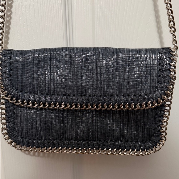 Sondra Roberts Handbags - Sandra Roberts Squared Charcoal Gray-Black Leather Chain Strap Crossbody Shoulde